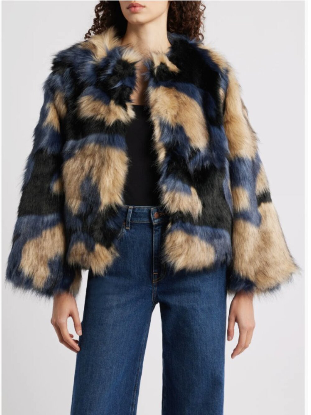 FARM RIO Multicolor Faux Fur Coat